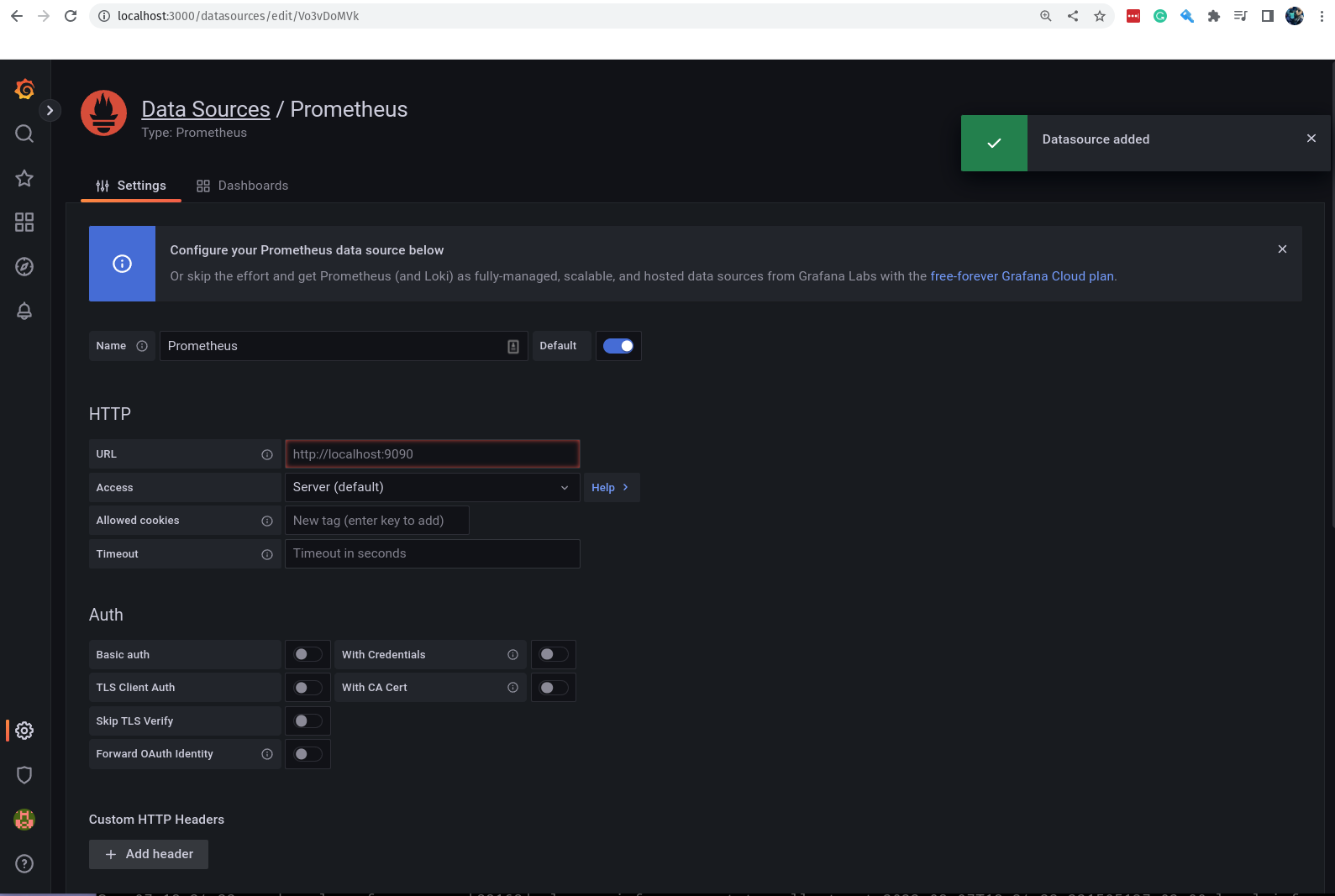 Grafana - Add Data Source